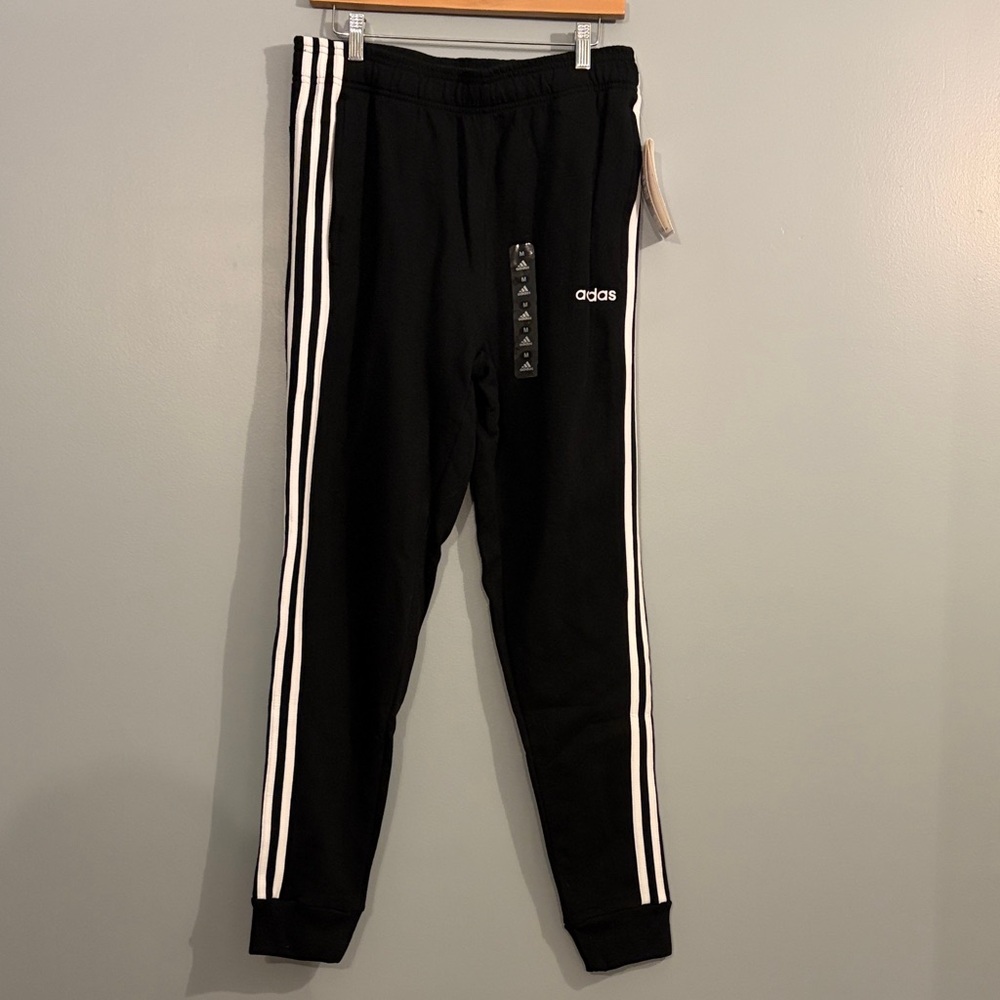 adidas Black Joggers with White Stripes